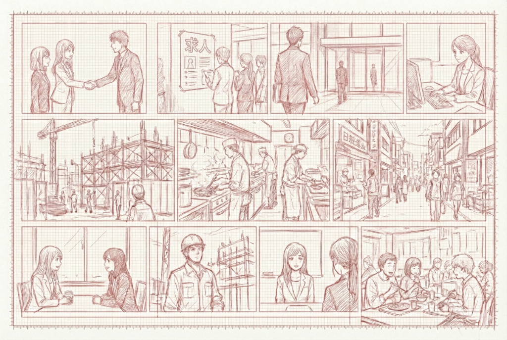 採用漫画ストーリーボード