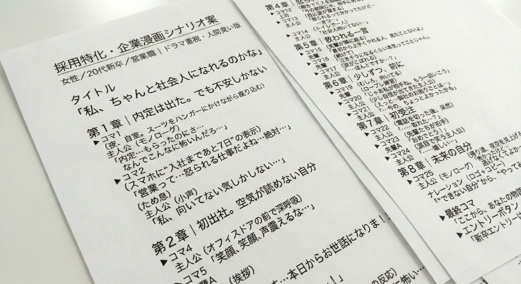 企業漫画シナリオ台本 - 採用時化・企業漫画制作の台本例